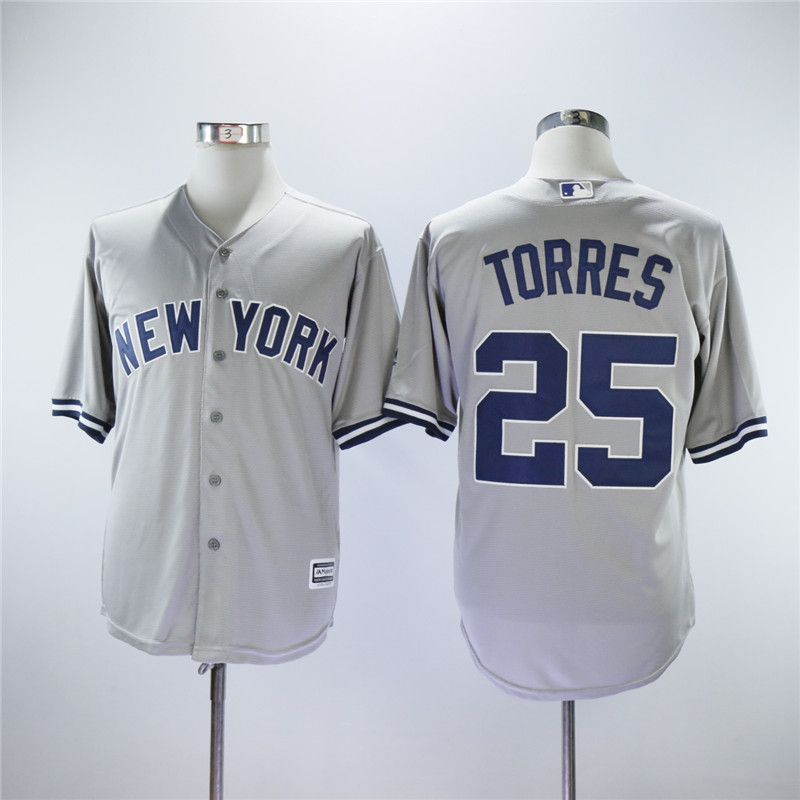 Men New York Yankees #25 Torres Grey MLB Jerseys